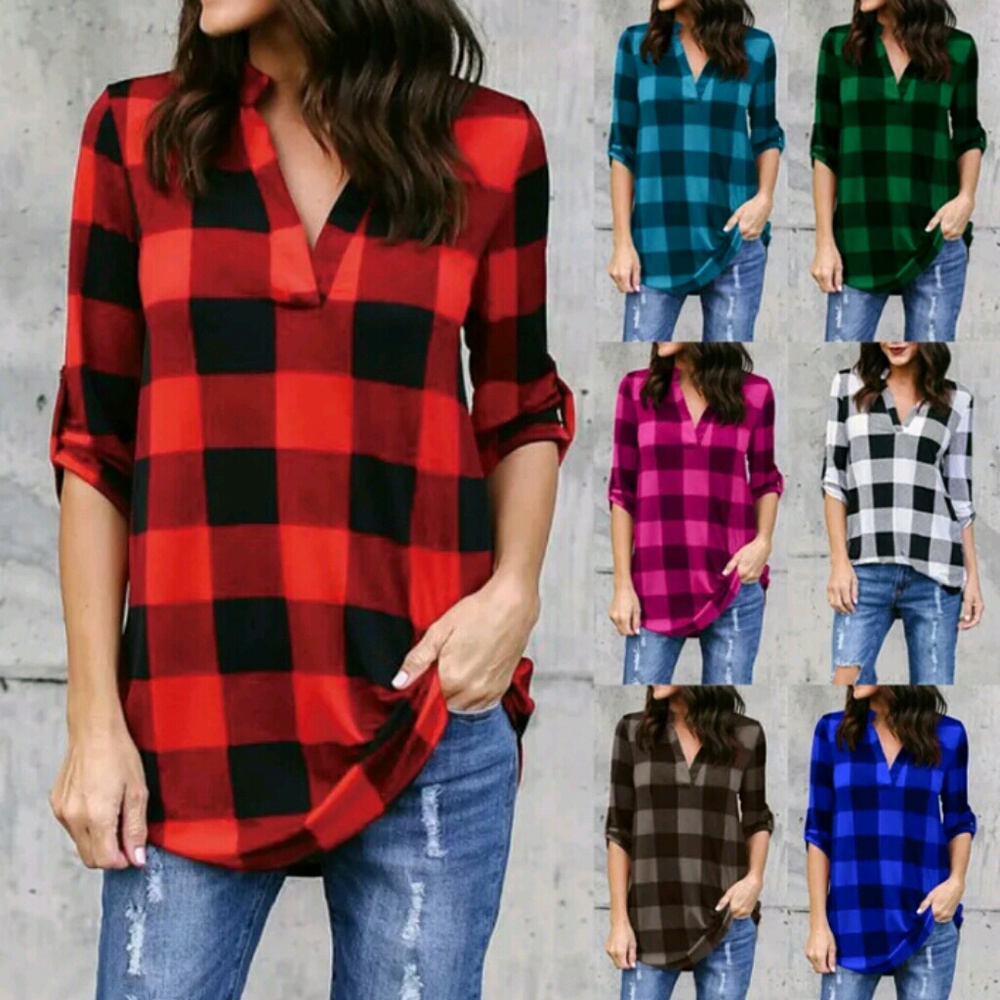 Plaid t shirt long sleeve sweater